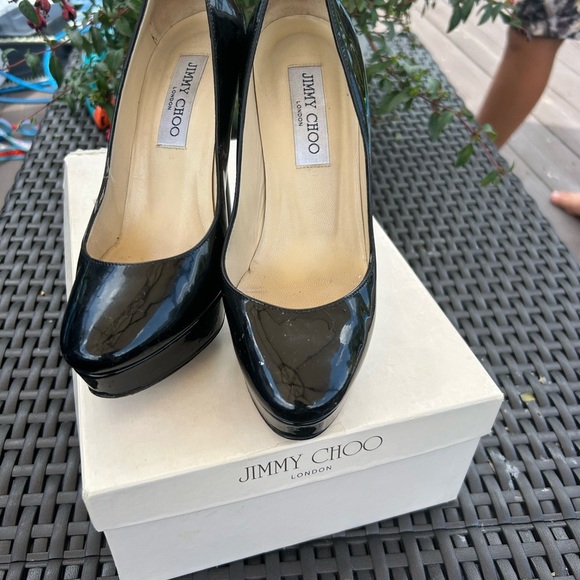 Jimmy Choo Cosmic 120 mm Black Patent Leather Heels Size 37 - Picture 3 of 12